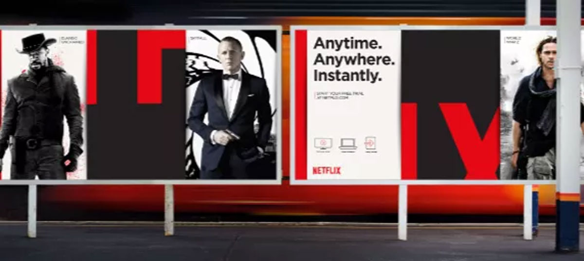 Example visual branding from Netflix with striking red that Fullframe Creative, based in Lausanne and Geneva, Switzerland.