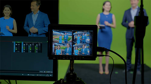 Image taken from the behind the scenes of a Fullframe shoot for UEFA. Using green screen by the studio.