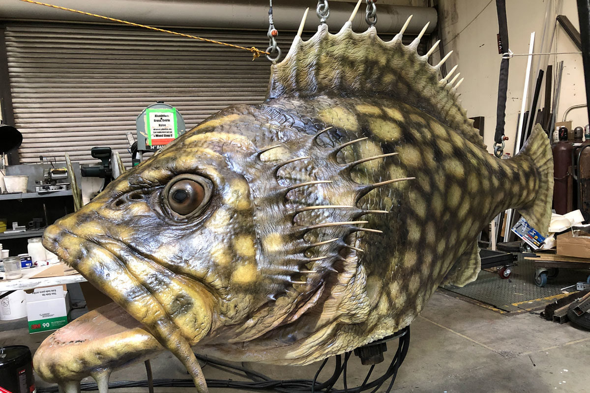 A practical effects fish from the set of Dungeons and Dragons Honor Amongst Thieves, for the Fullframe blogpost on practical effects