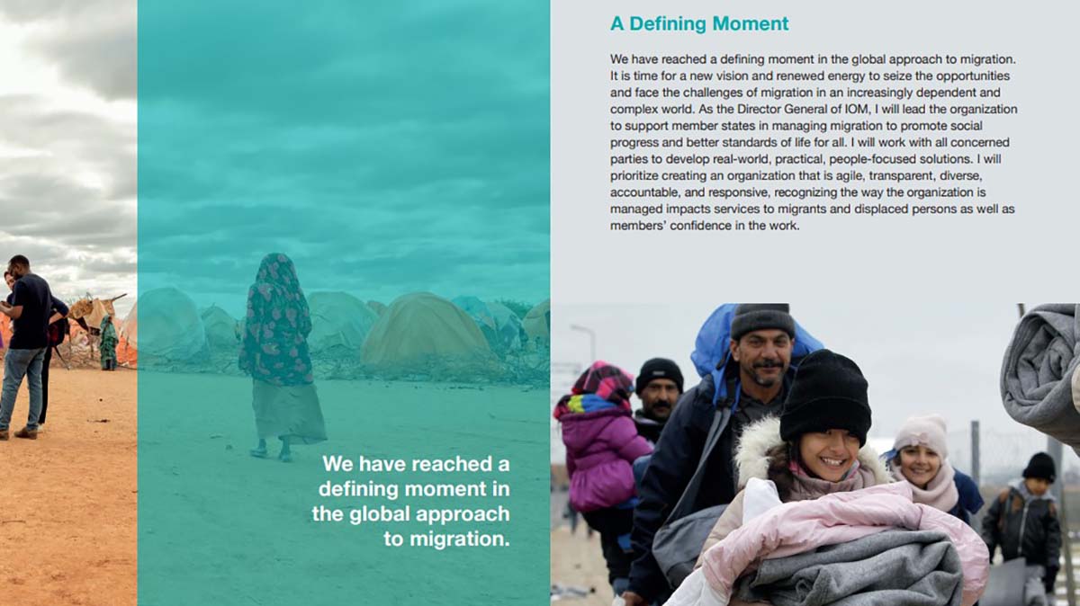 Image of a page in a brochure created by the fullframe creative agency during a social media marketing campaign for the US mission to the UN.