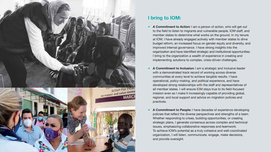 Image of a brochure featuring Amy Pope created by the fullframe creative agency during a social media marketing campaign for the US mission to the UN.