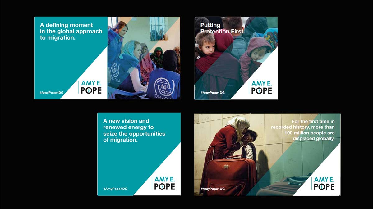 Image of social media cards created by the fullframe creative agency during a social media marketing campaign for the US mission to the UN.