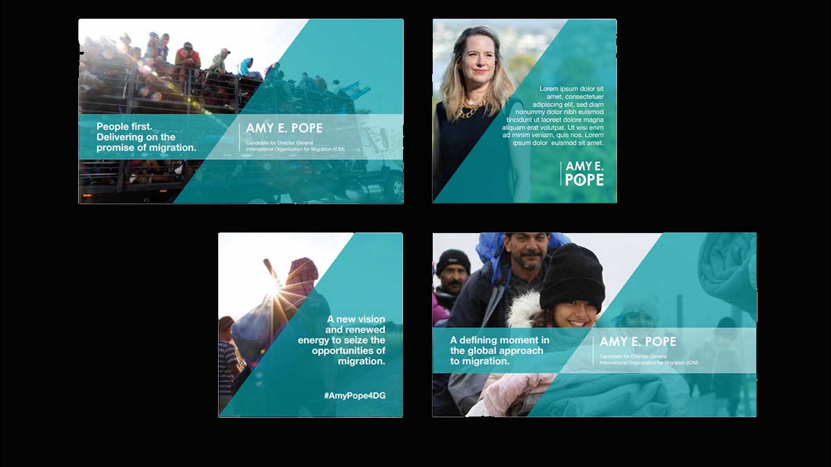 Image of social media cards created by the fullframe creative agency during a social media marketing campaign for the US mission to the UN.