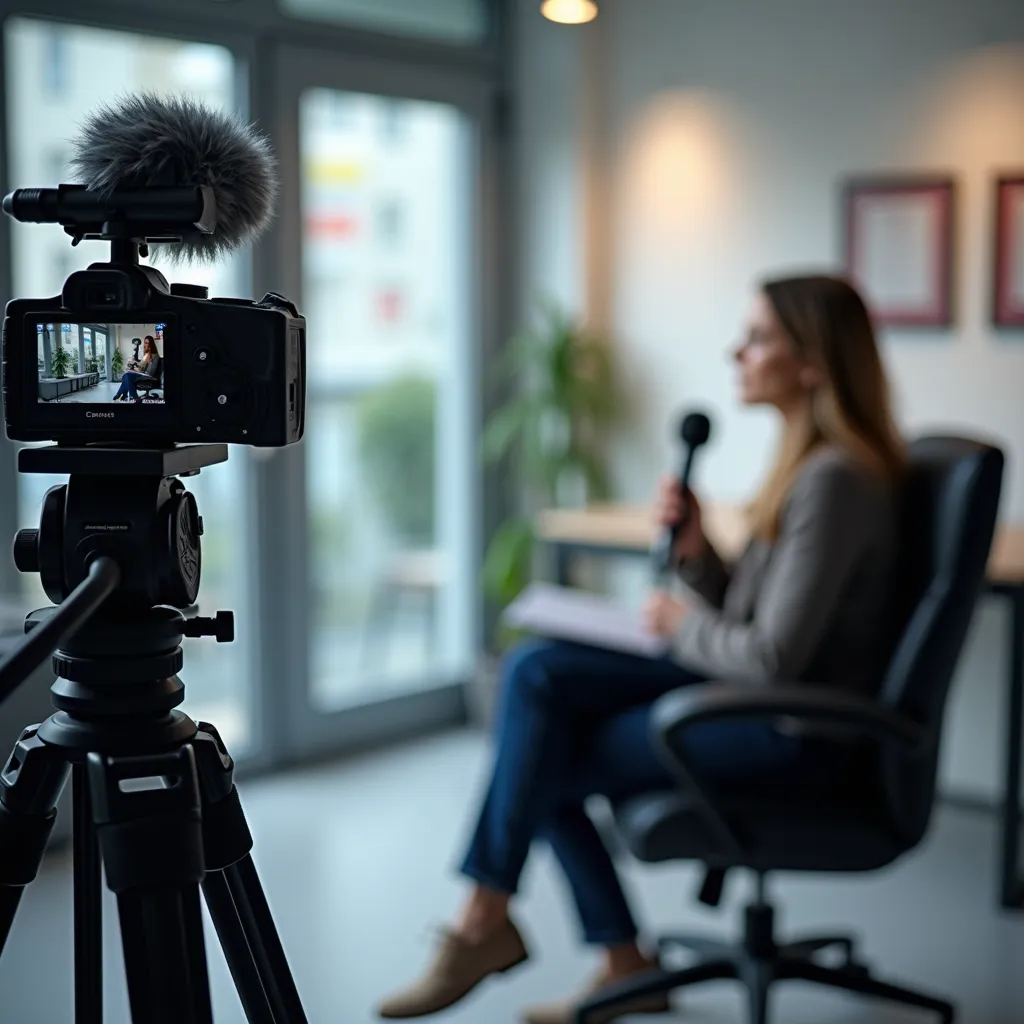 une image d'une femme qui se fait interviewer pour le blogpost productio vidéo de l'agence créative fullframe lausanne genève