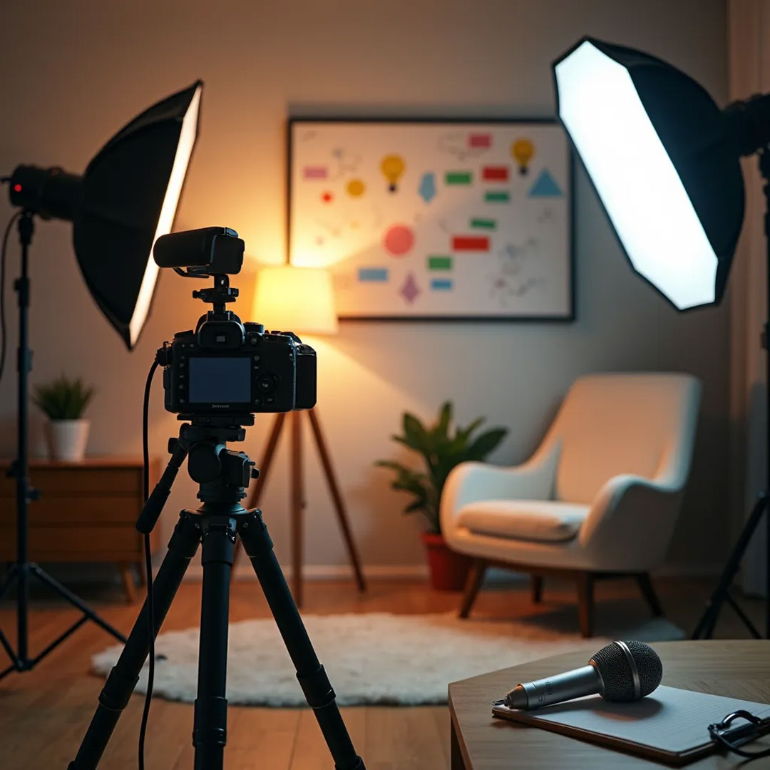 Une image d'un setup d'entretien pour le blog de fullframe guide sur la production vidéo interview