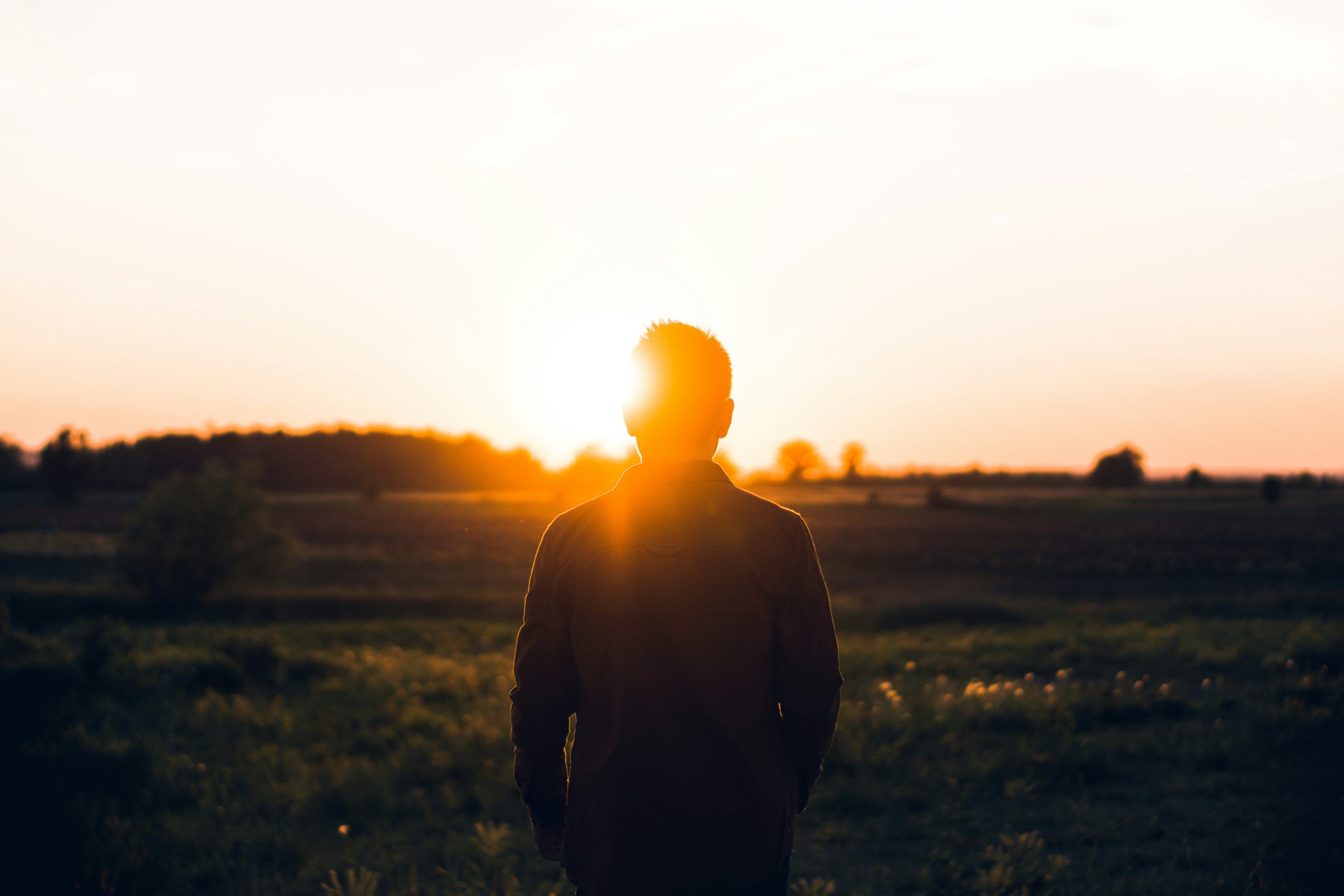 a man standing in a field with the sun shining, warren wukitusjrgy on unsplash